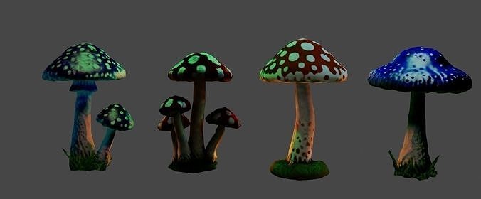 Low Poly Mushroom Pack Low-poly 3D model