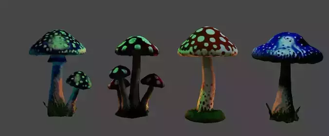 Low Poly Mushroom Pack