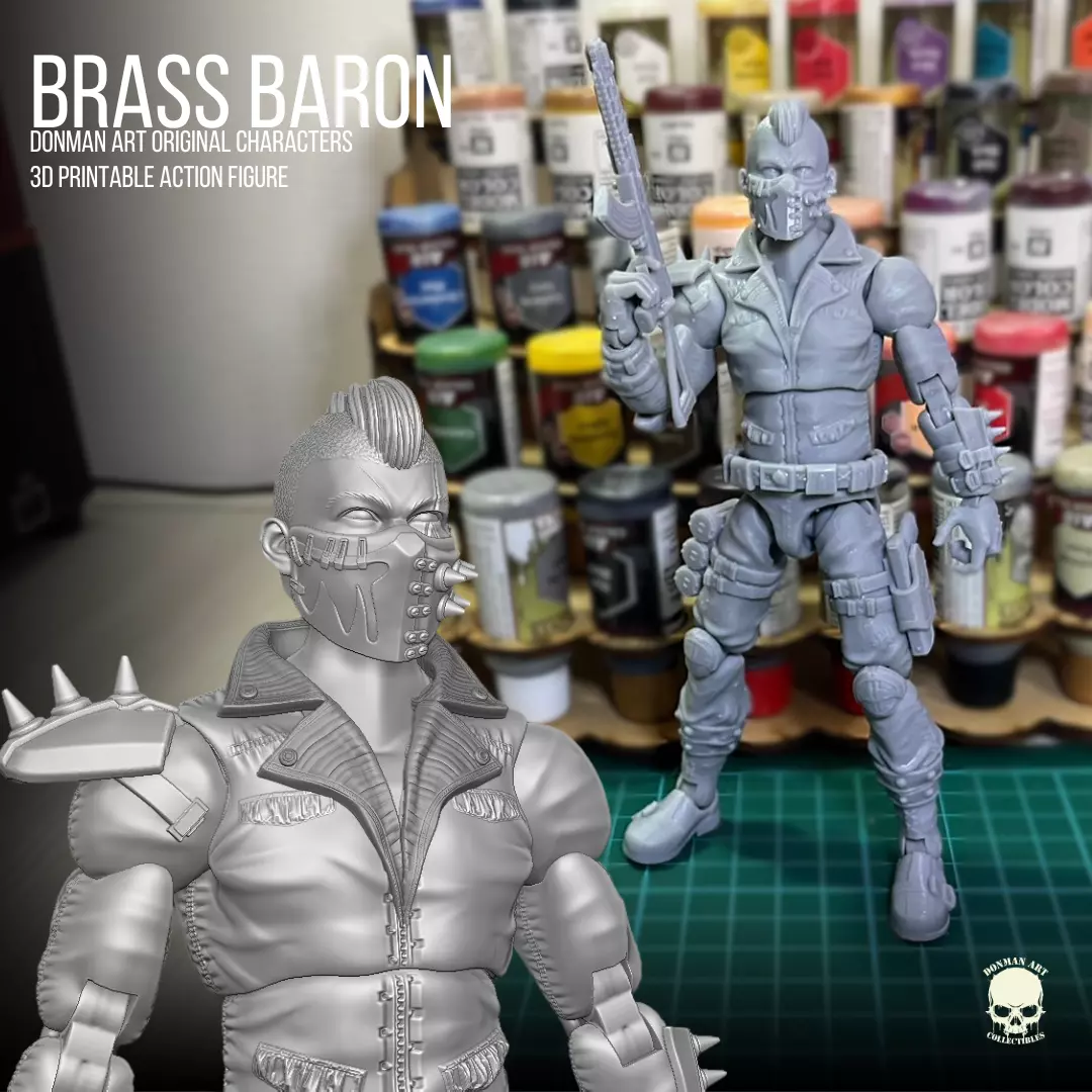 Brass Baron Donman art Original 3D printable full action figure 3D print model_0