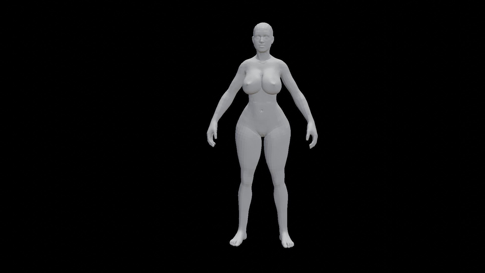 Curvy Female Base Mesh 3D Model 3D model_12