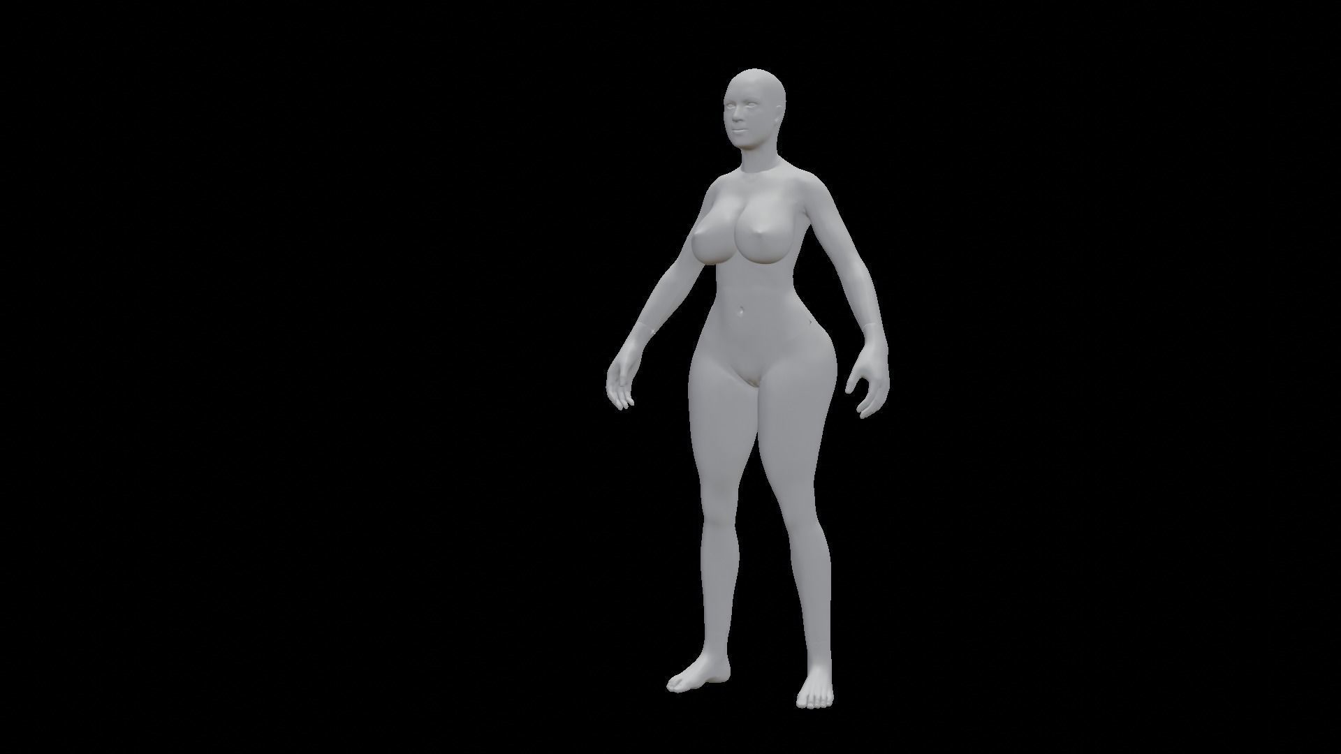 Curvy Female Base Mesh 3D Model 3D model_13