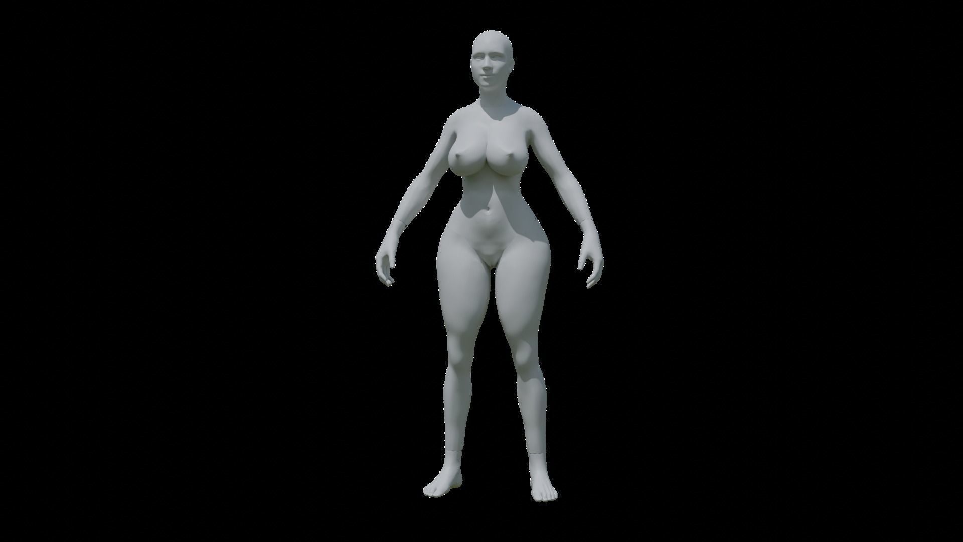 Curvy Female Base Mesh 3D Model 3D model_1