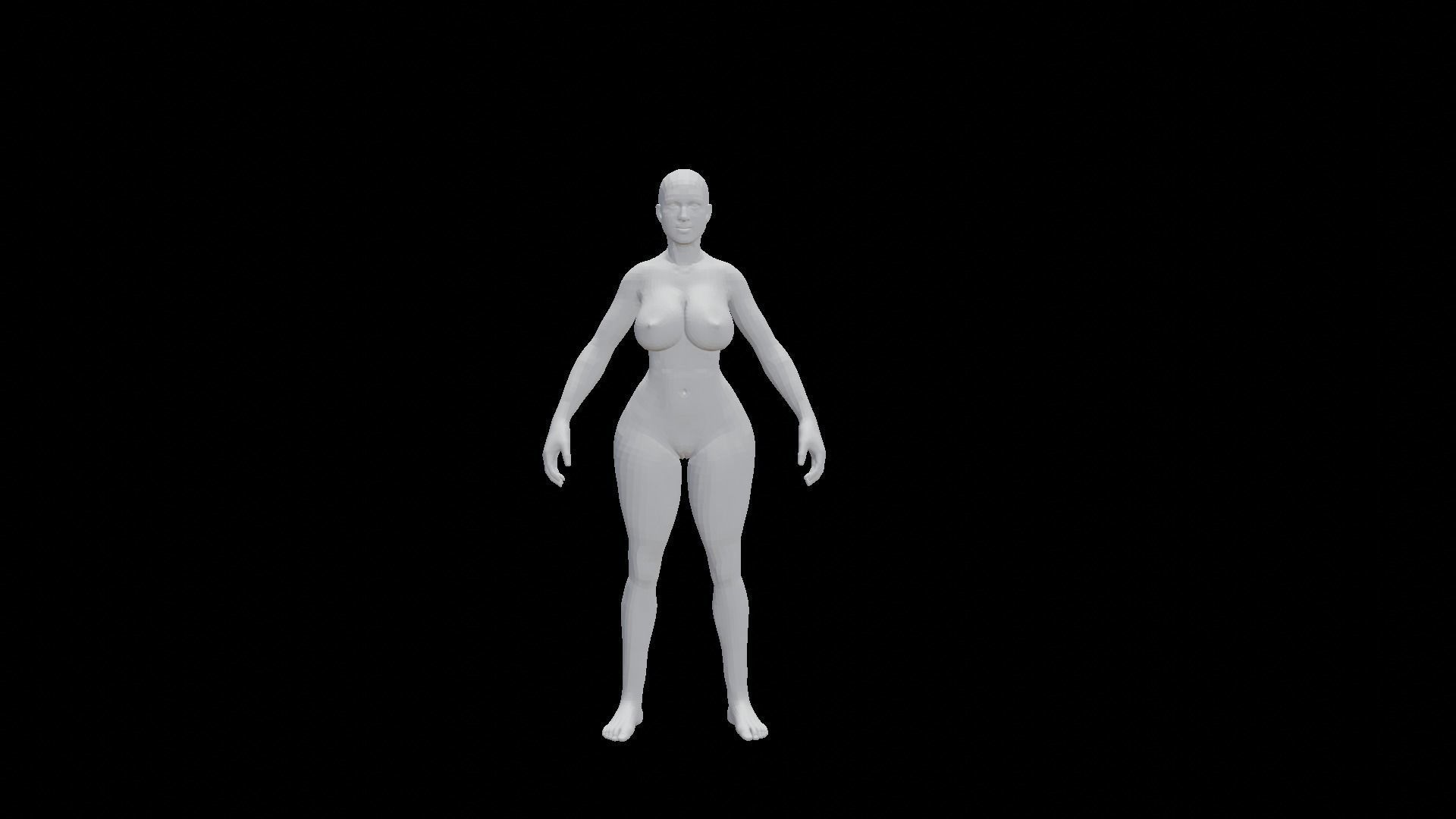 Curvy Female Base Mesh 3D Model 3D model_8