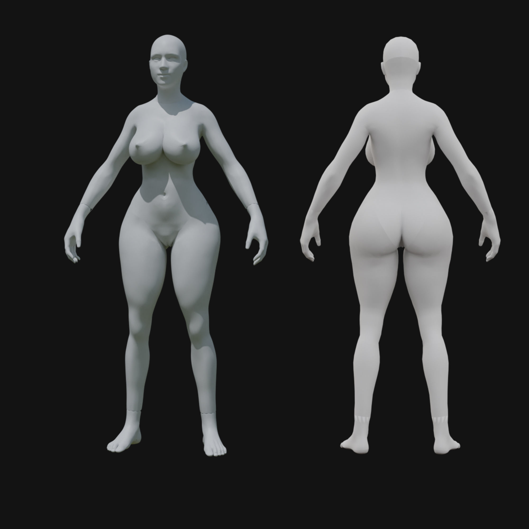Curvy Female Base Mesh 3D Model 3D model_2