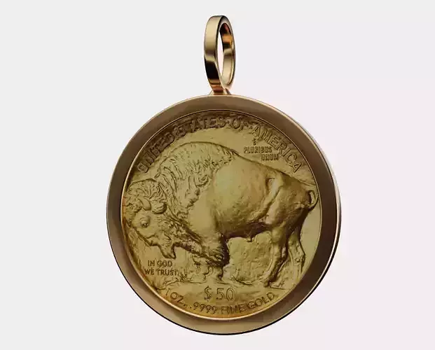1oz gold american buffalo coin frame bezel pendant  3D print model
