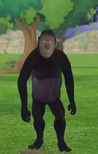 Gorilla Mixamo rigged with mouth and eye controlar 3D model