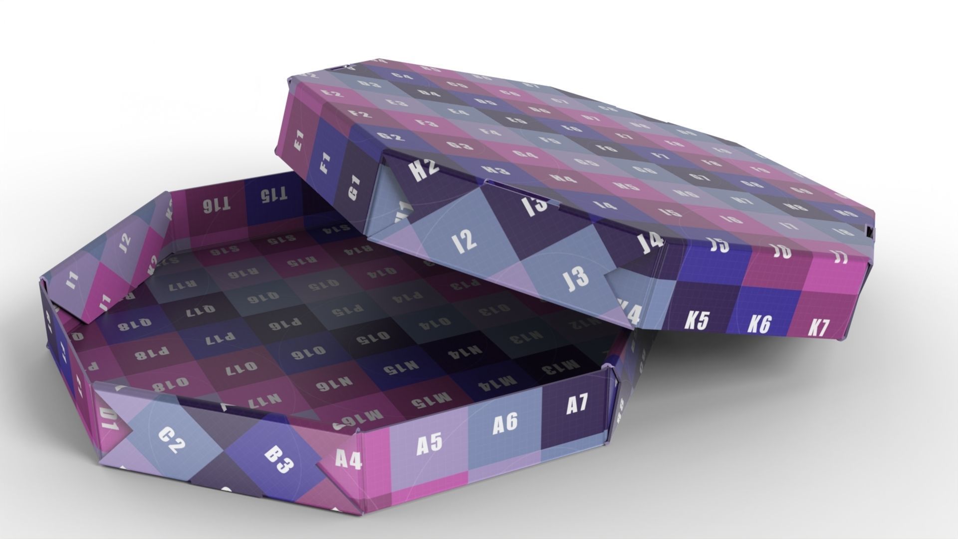 Octagon Cardboard Pizza Box  350x350x50mm with DIE-CUT IN FILES Texture_7