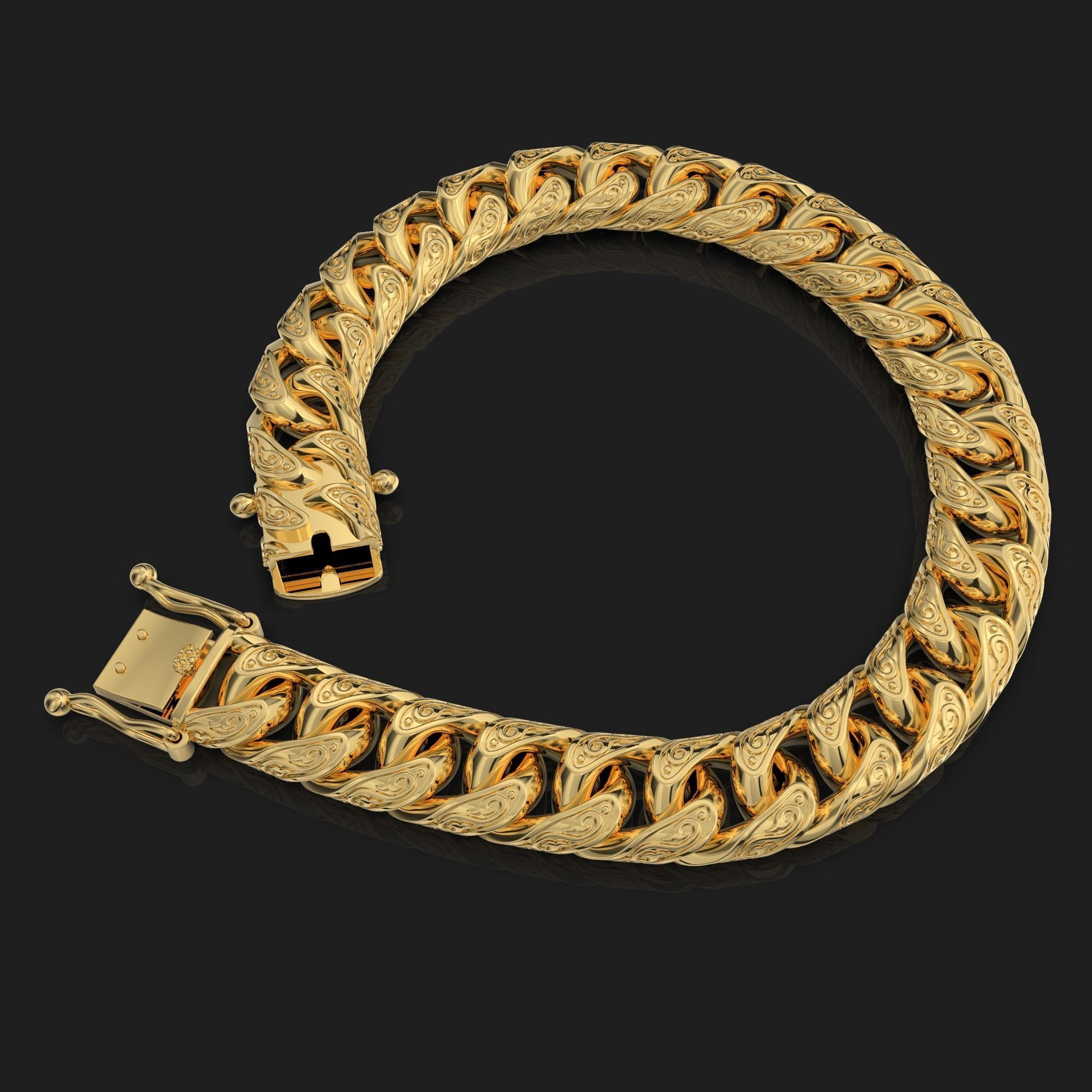 Jewelry CLASP box and tracery link chain printable STL 3D print model_1