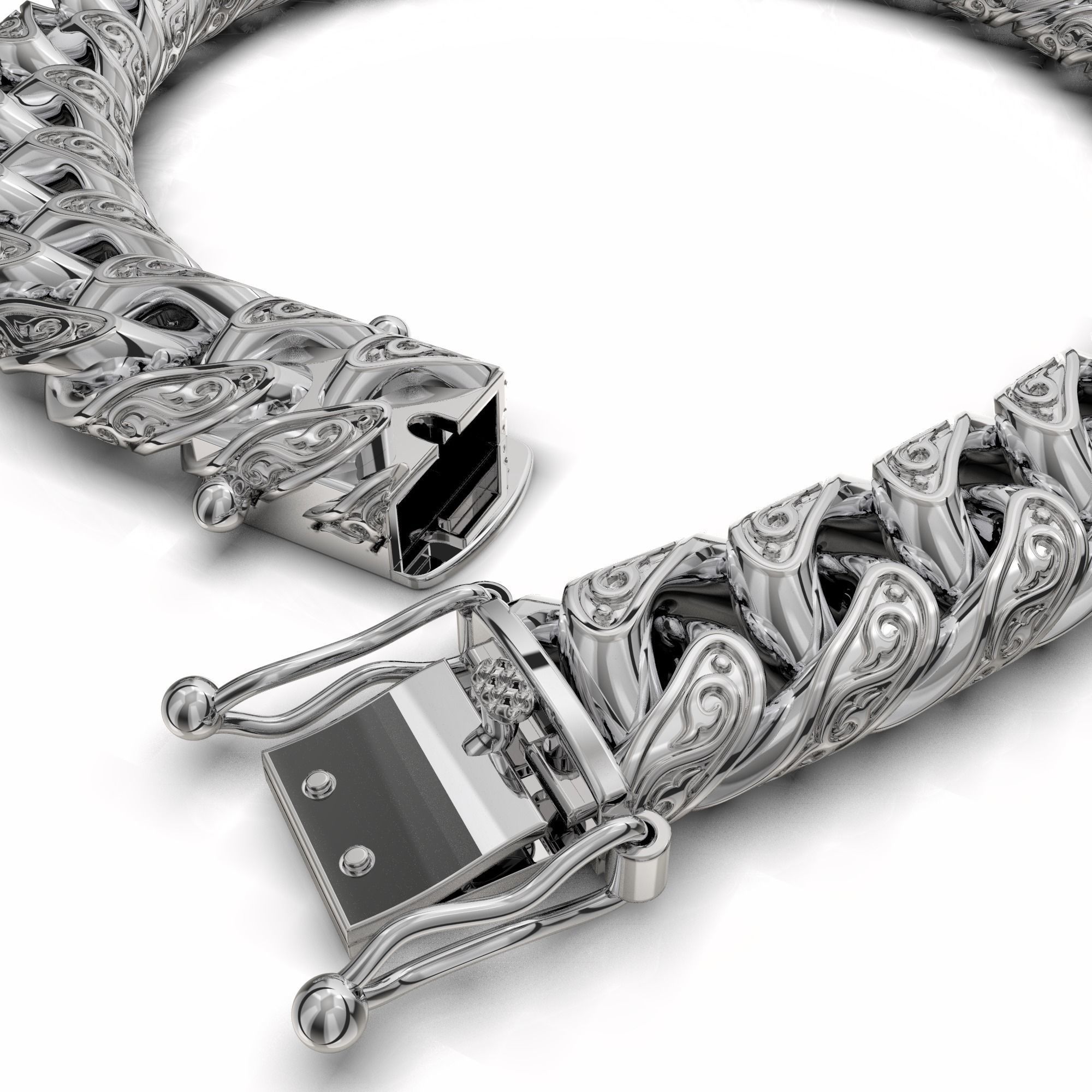 Jewelry CLASP box and tracery link chain printable STL 3D print model_3