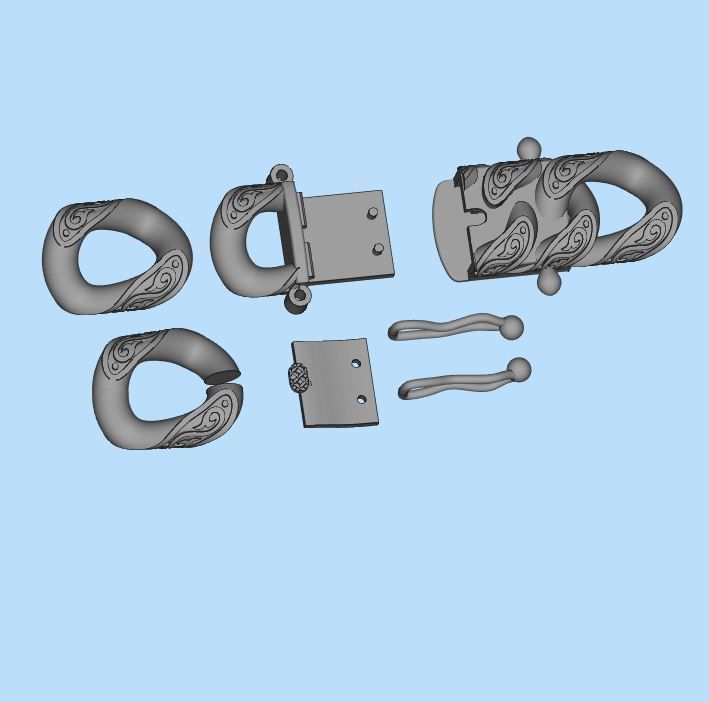 Jewelry CLASP box and tracery link chain printable STL 3D print model_8