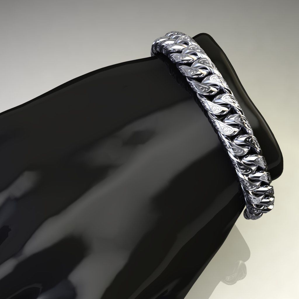 Jewelry CLASP box and tracery link chain printable STL 3D print model_4