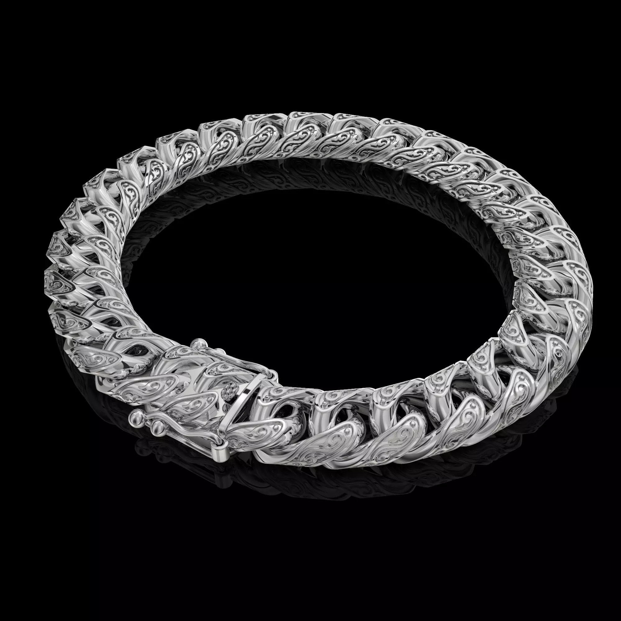 Jewelry CLASP box and tracery link chain printable STL 3D print model_0