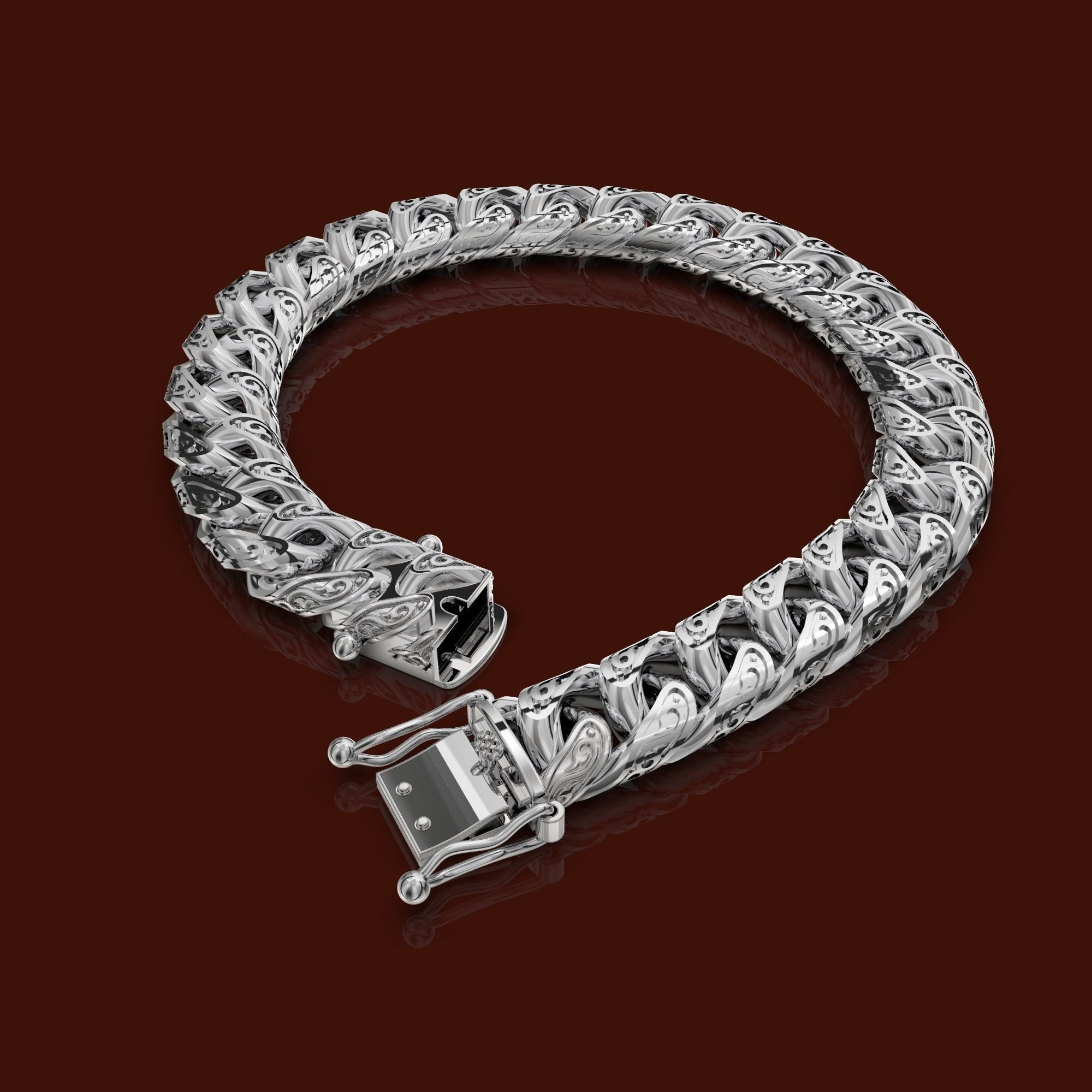 Jewelry CLASP box and tracery link chain printable STL 3D print model_2