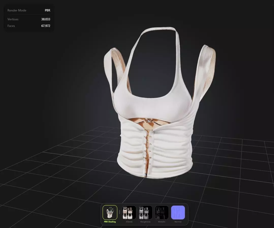 Female Elegant Top PBR 4k Low-poly 3D model_0