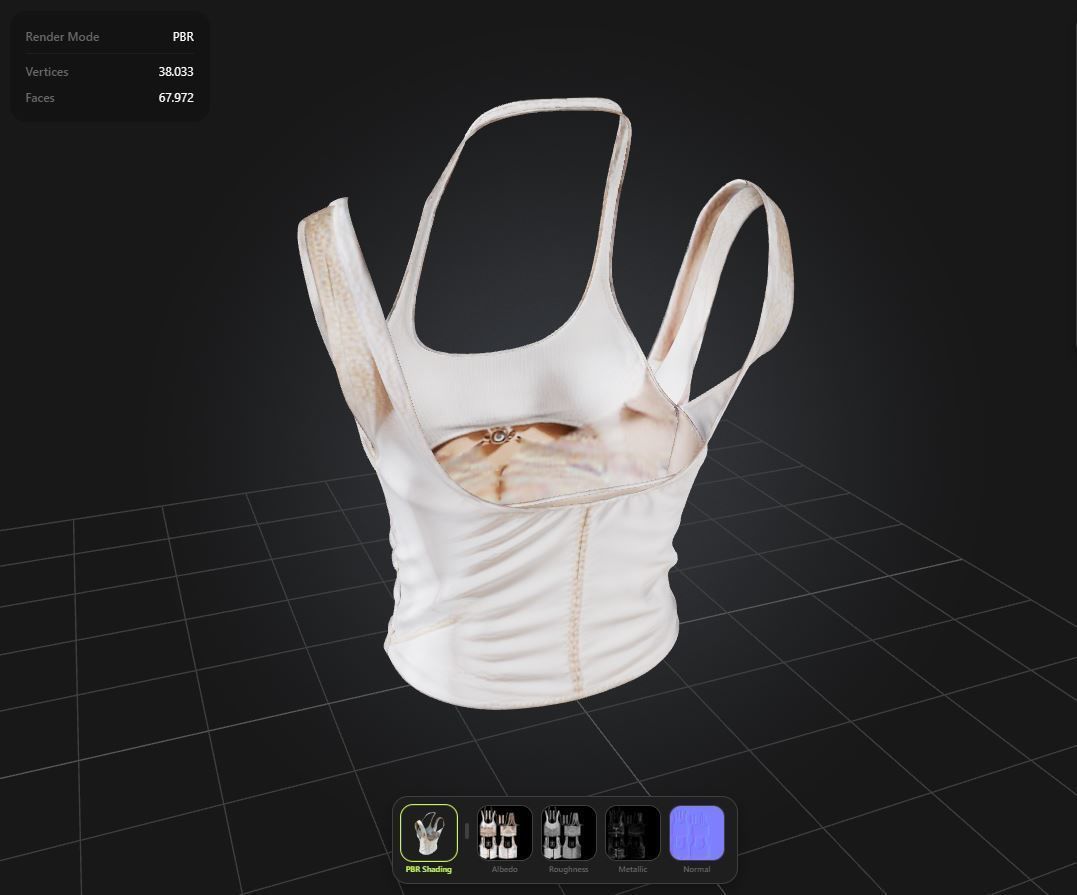 Female Elegant Top PBR 4k Low-poly 3D model_1