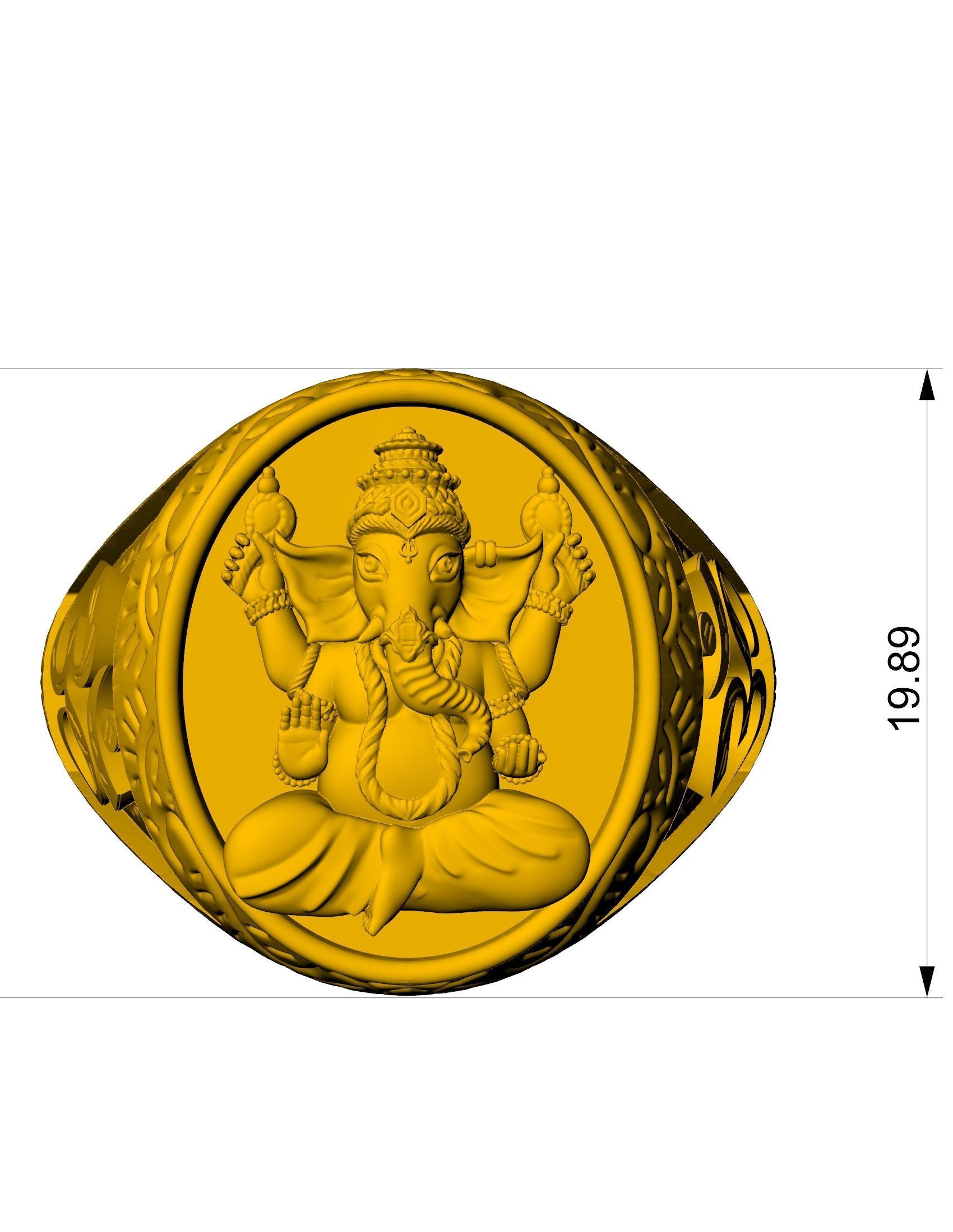 Ganpati ring 3D print model_4