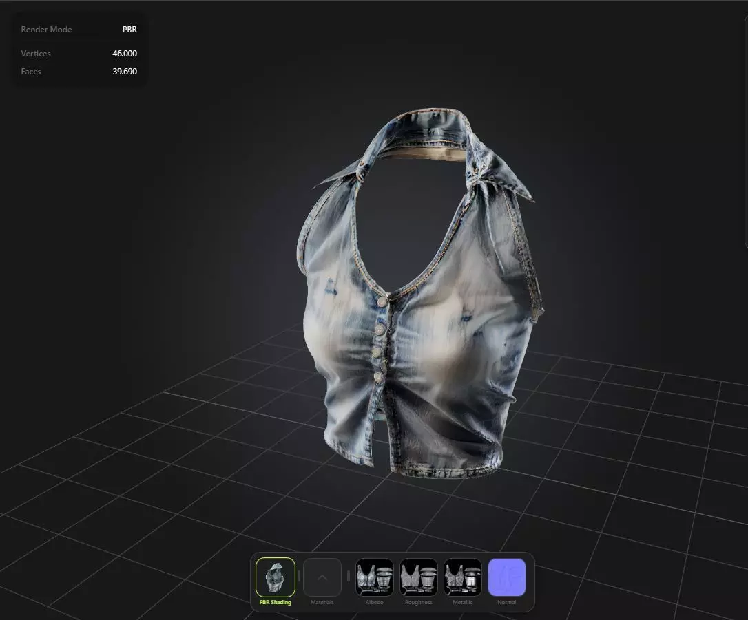 Denim Top Top PBR 4k Low-poly 3D model