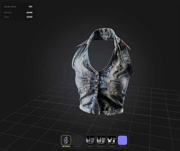 Denim Top Top PBR 4k Low-poly 3D model