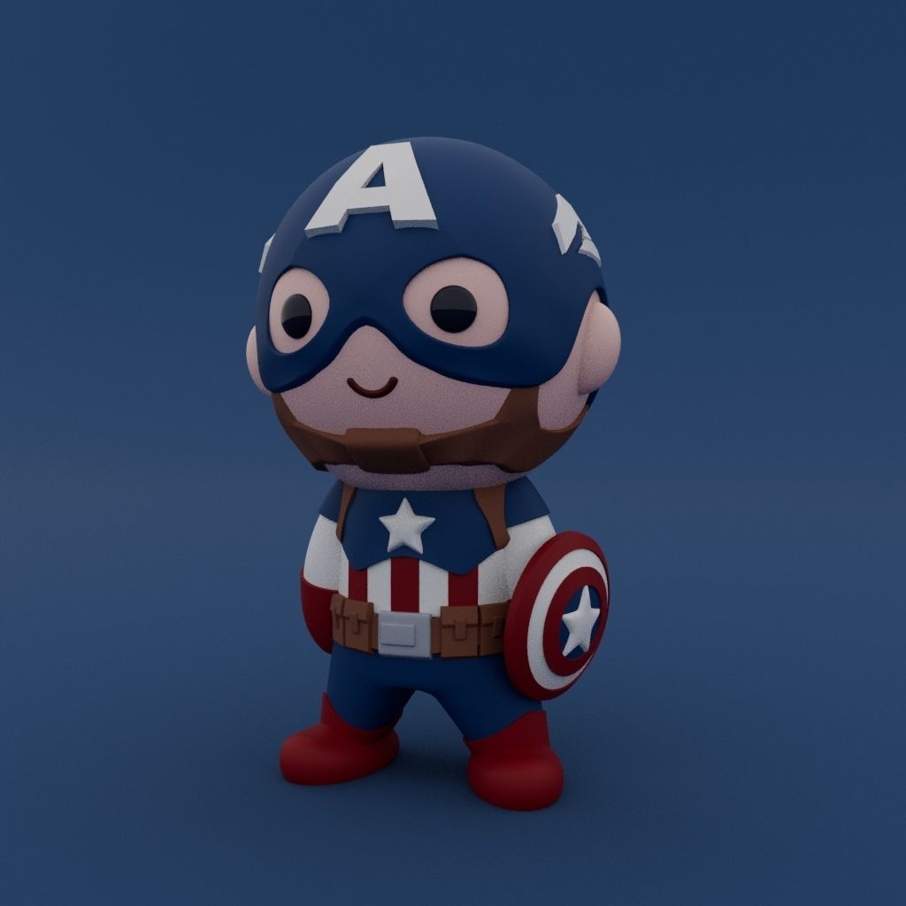 Cute Little Captain America 3D print model_2