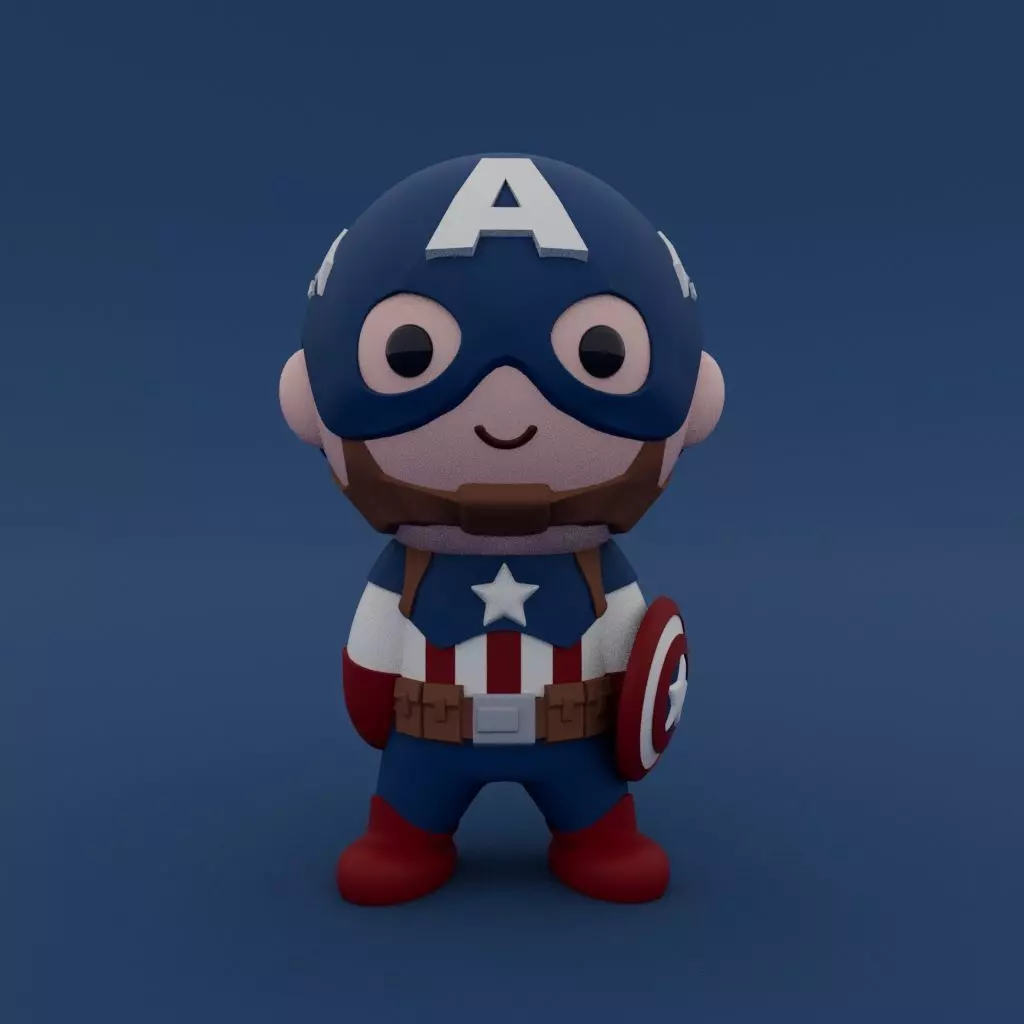 Cute Little Captain America 3D print model_0