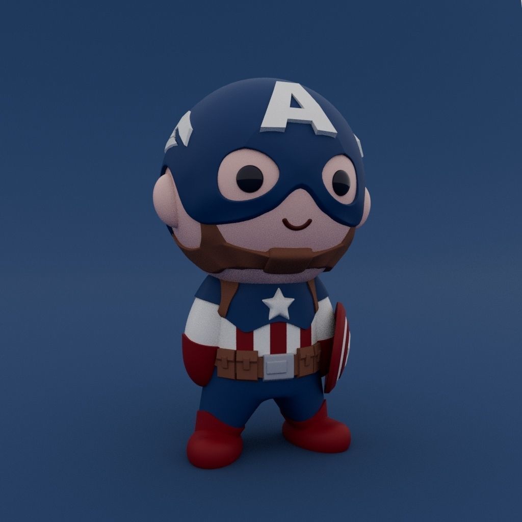 Cute Little Captain America 3D print model_1