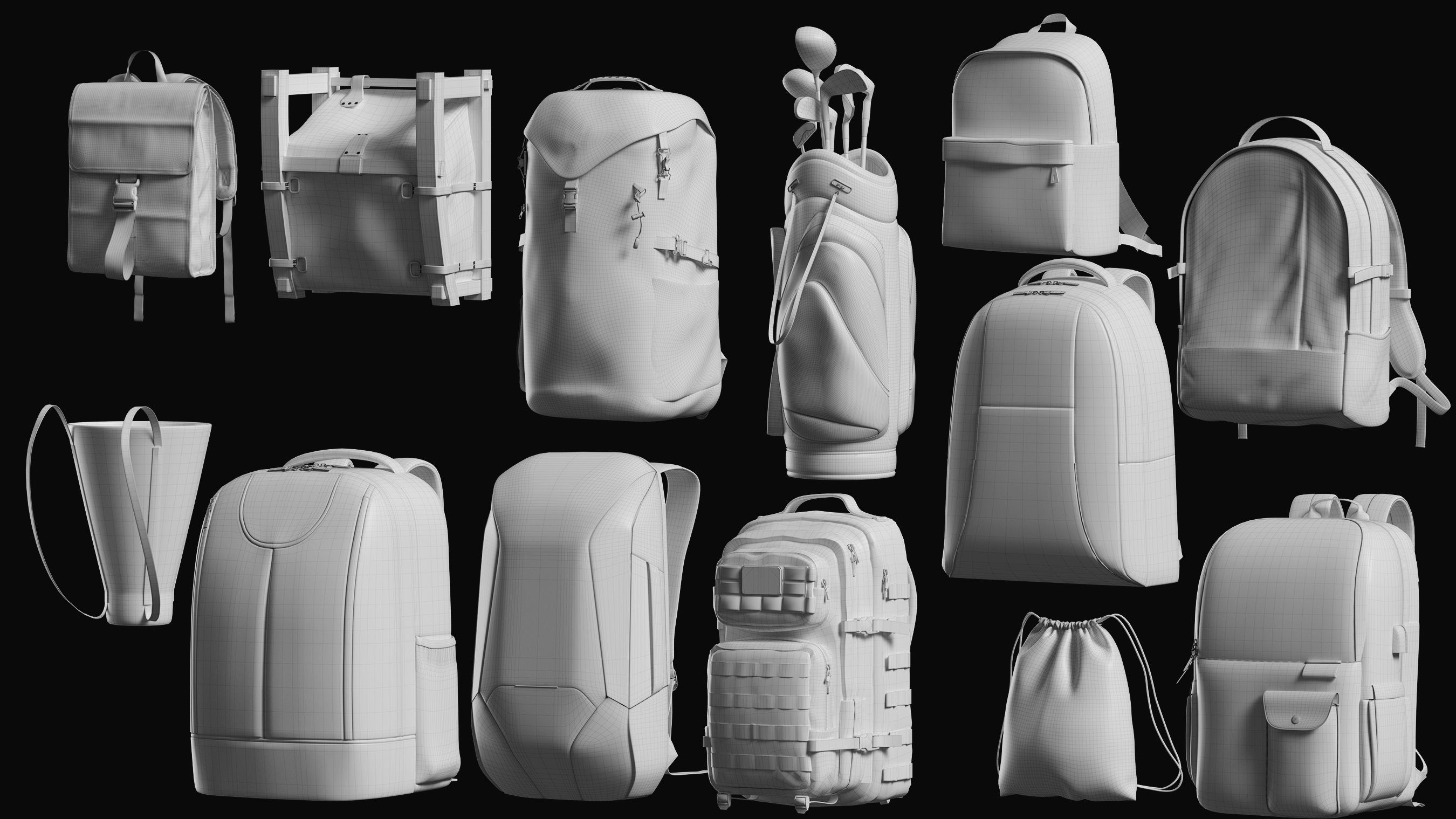 Backpack Basemesh Collection 3D model_24