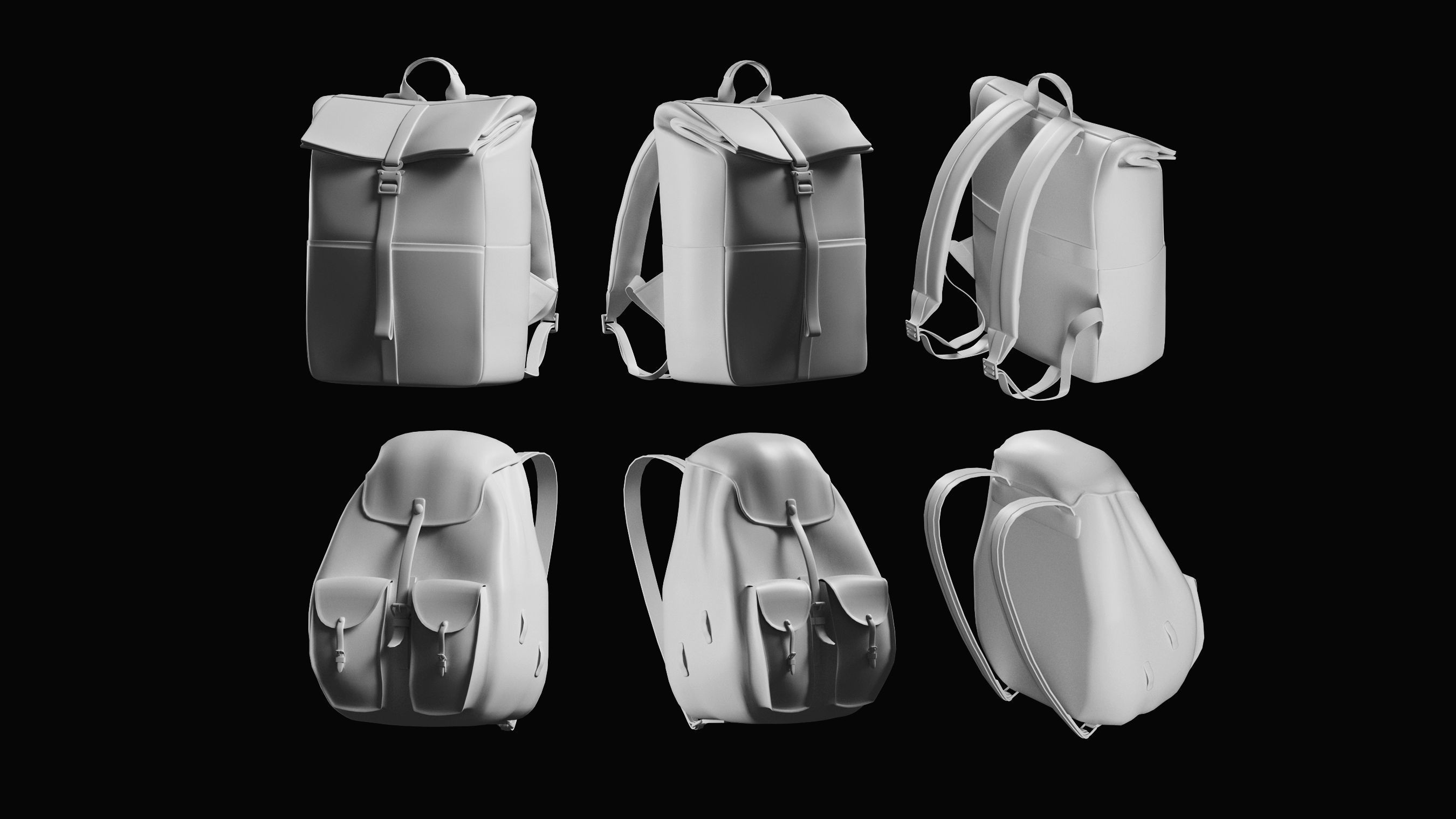 Backpack Basemesh Collection 3D model_11