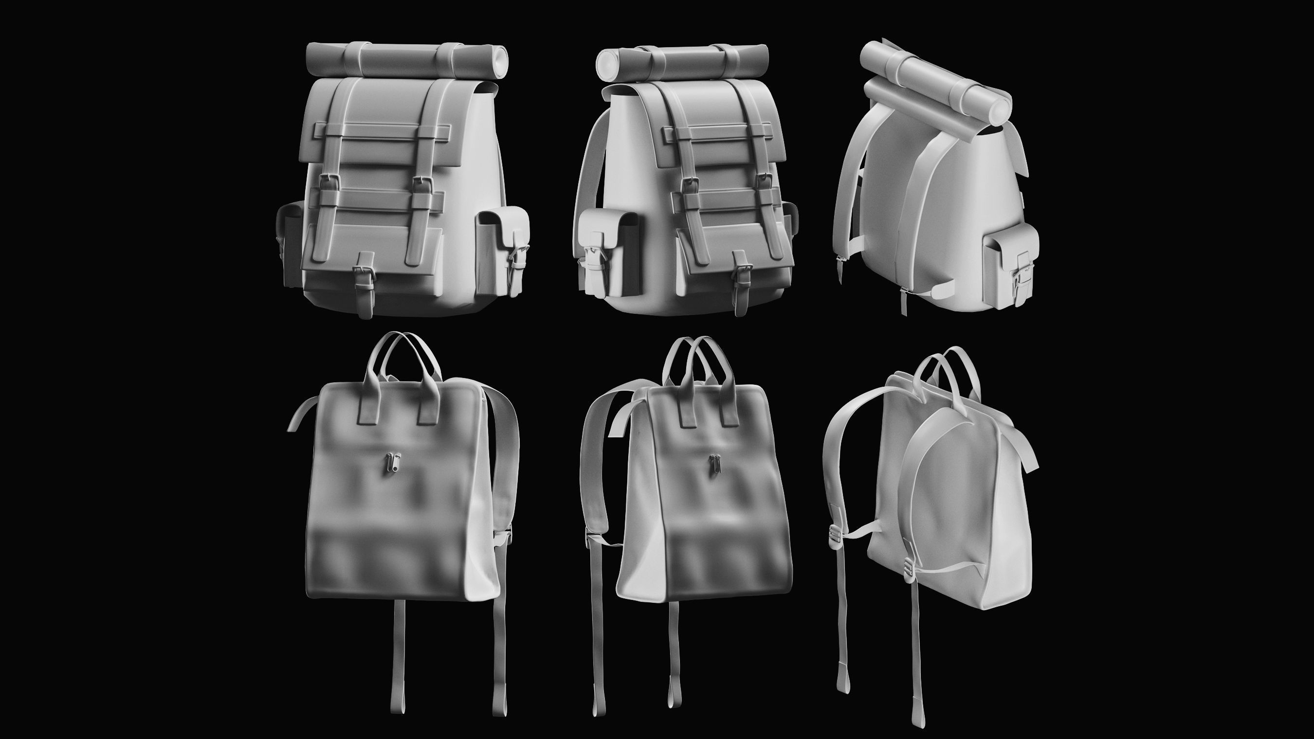 Backpack Basemesh Collection 3D model_7