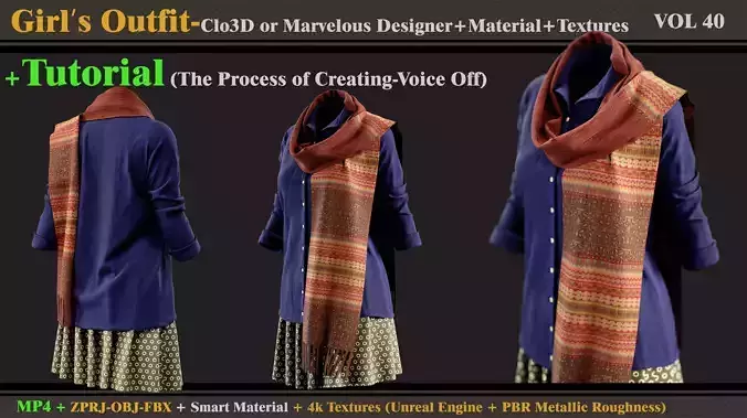 The Process of Creating Girl Outfit and  All Files 3D model