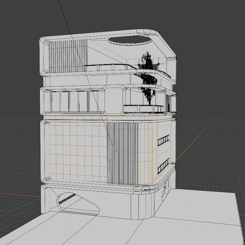 3D model of simple apartment Building 3D model_11