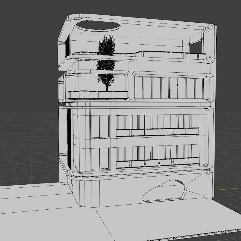 3D model of simple apartment Building 3D model_7