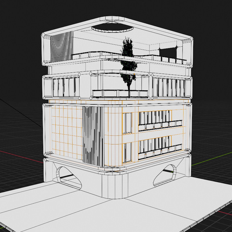 3D model of simple apartment Building 3D model_9