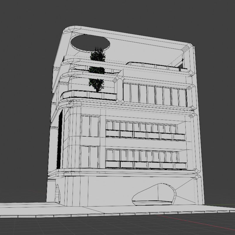 3D model of simple apartment Building 3D model_5