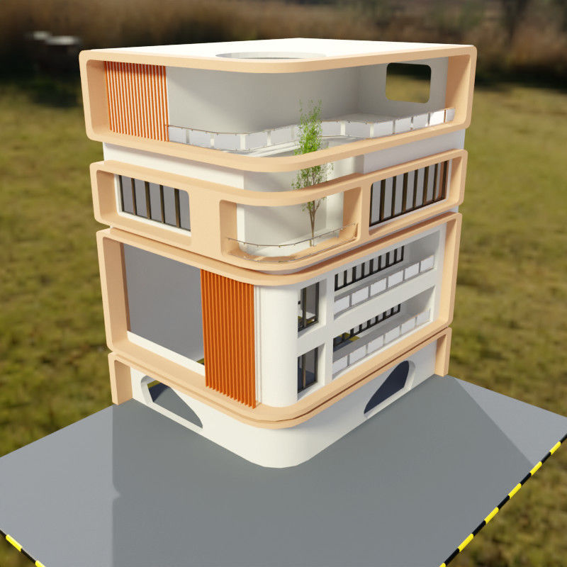 3D model of simple apartment Building 3D model_12