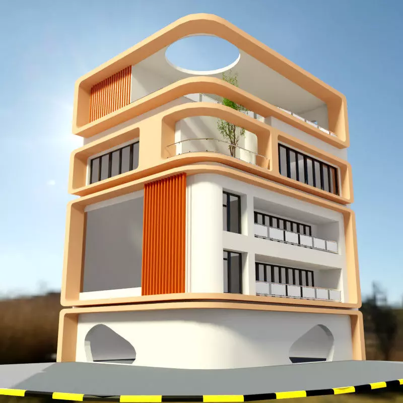 3D model of simple apartment Building 3D model_0