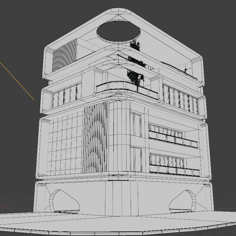 3D model of simple apartment Building 3D model_1