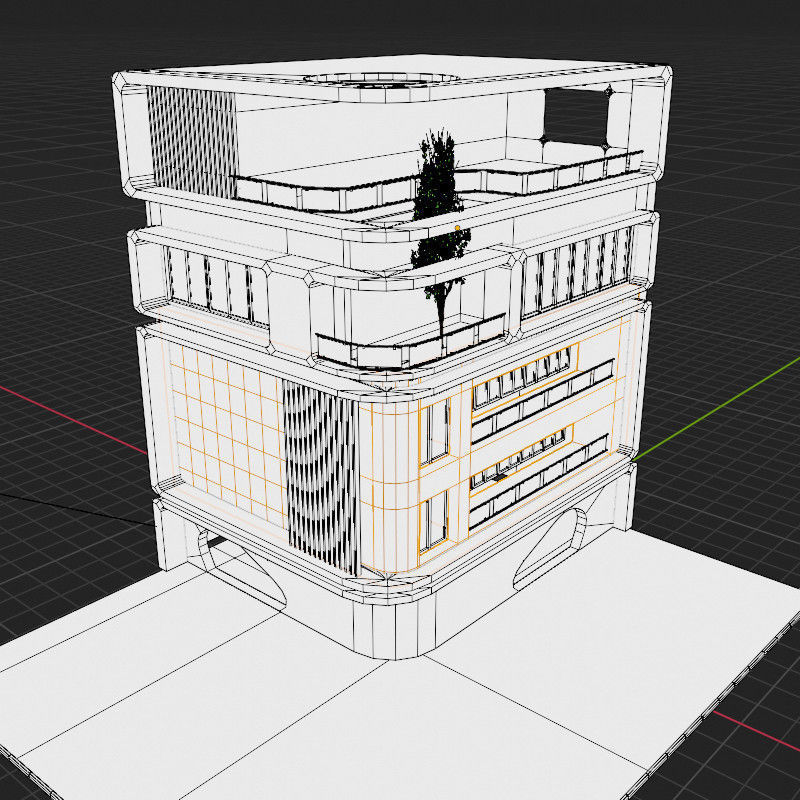 3D model of simple apartment Building 3D model_13