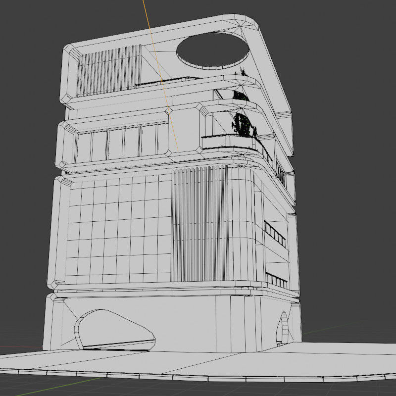 3D model of simple apartment Building 3D model_3