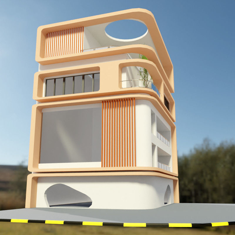 3D model of simple apartment Building 3D model_2