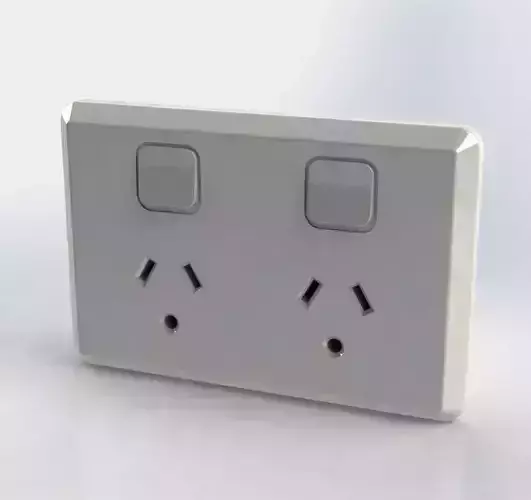 Double GPO Socket - Round Earth - Australia