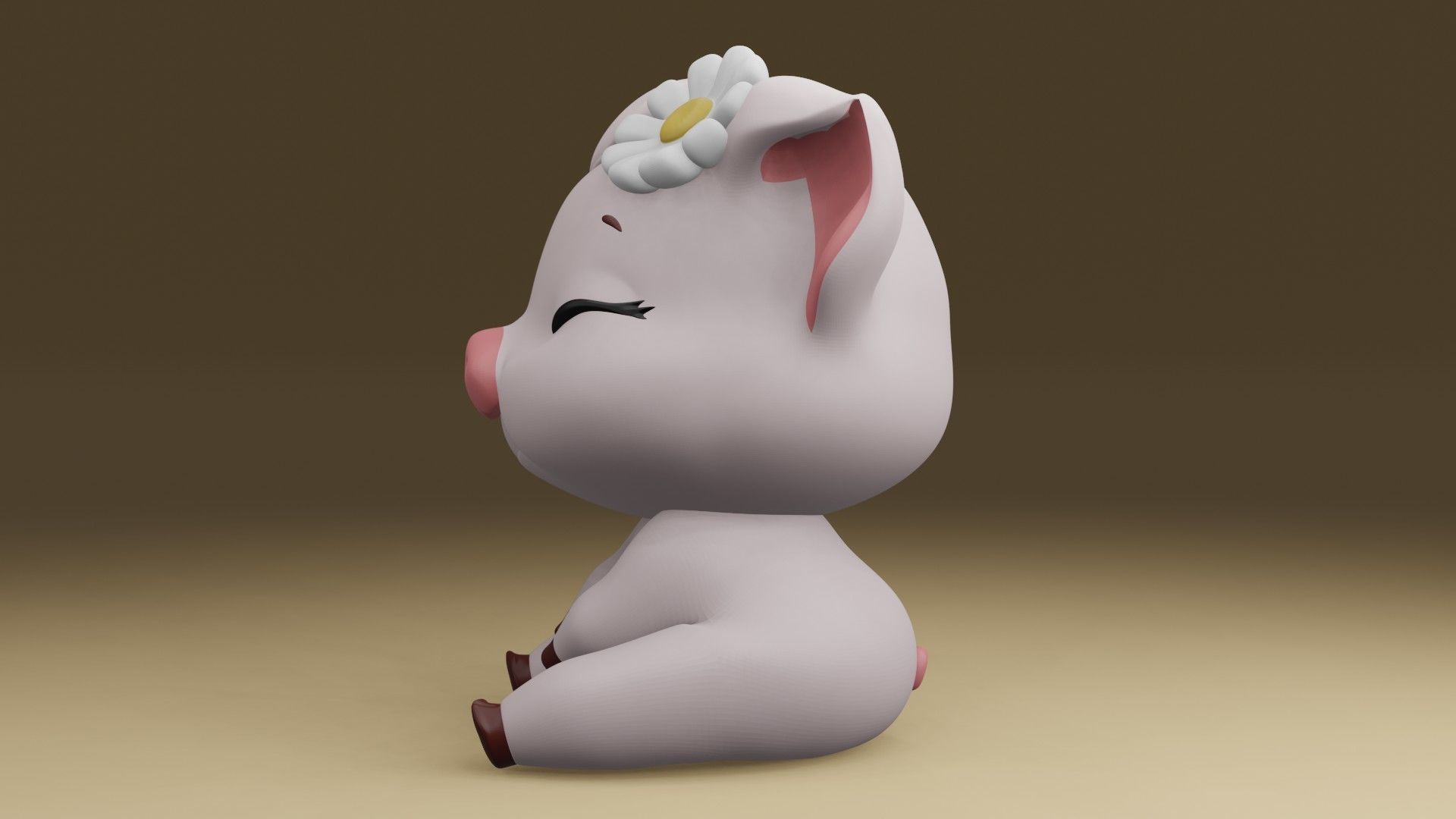 happy pig 3D print model_13