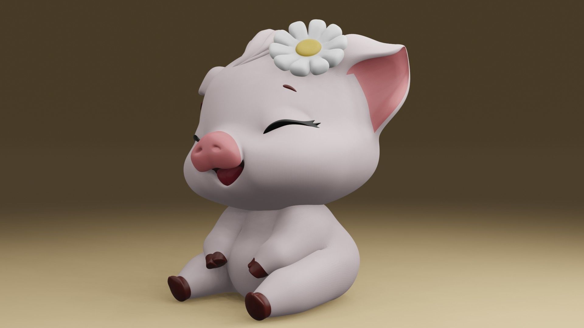 happy pig 3D print model_14