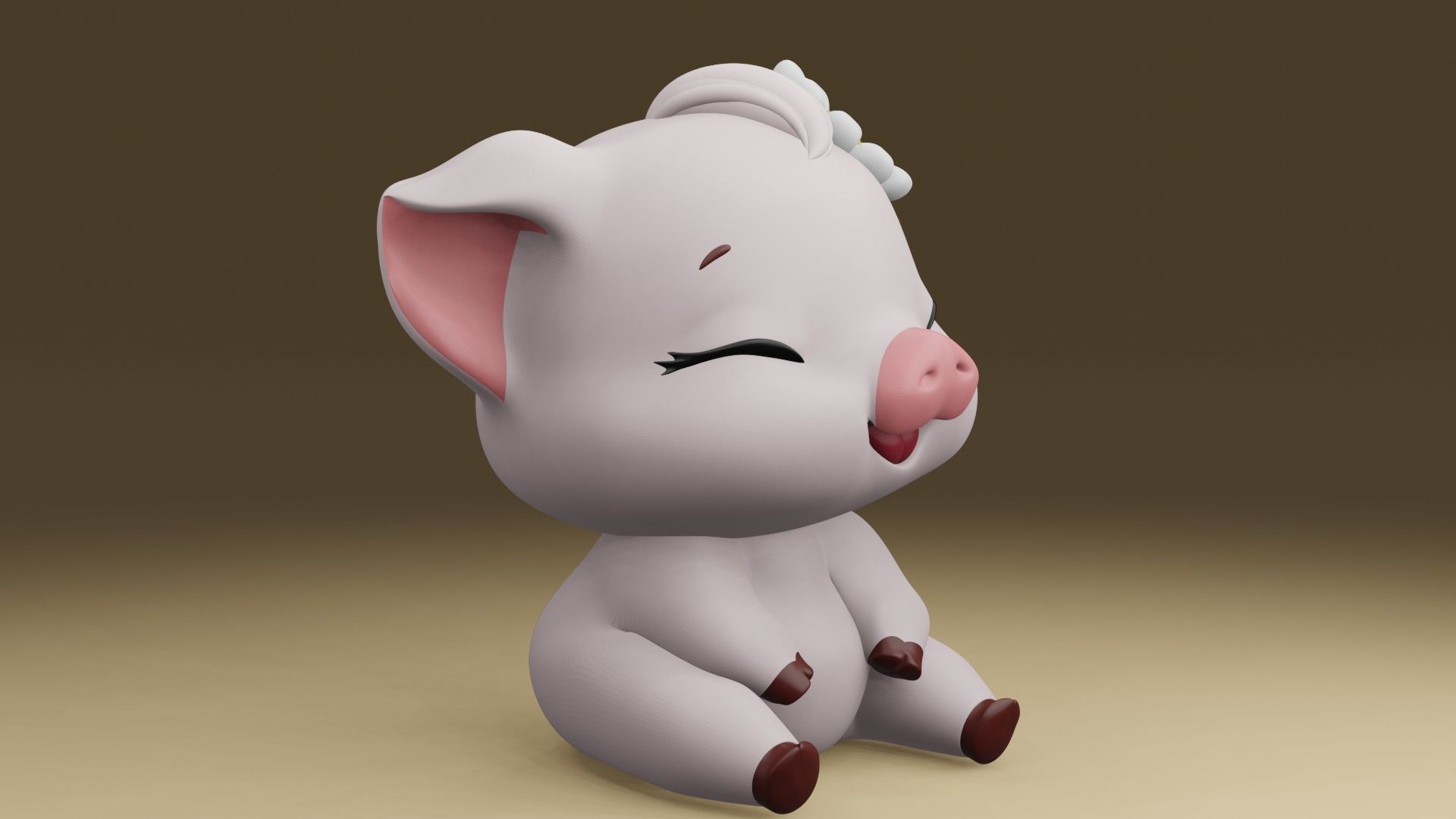 happy pig 3D print model_8