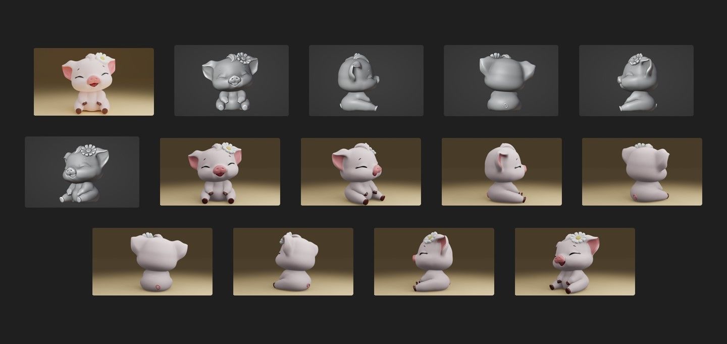 happy pig 3D print model_1