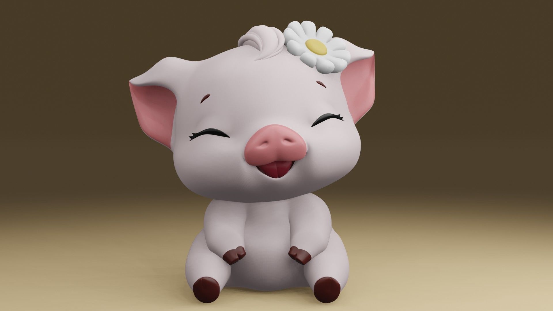 happy pig 3D print model_7