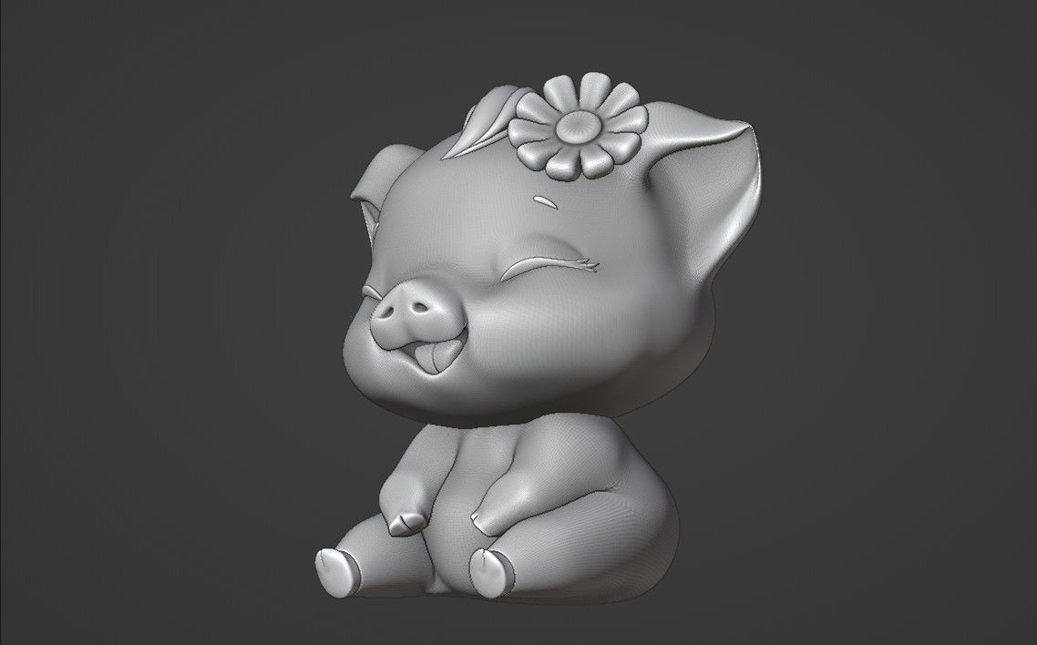 happy pig 3D print model_6