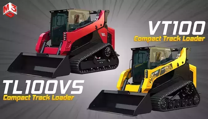 TL100VS - VT100 Compact Track Loaders 2 in 1 3D Model Collection TL100VS - VT100 Compact Track Loaders 2 in 1 3D Model Collection