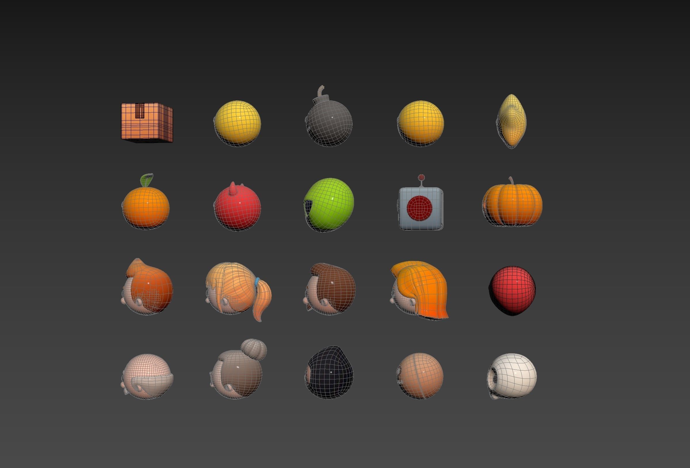 Pack016 Cartoon Head Pack 3D model_13