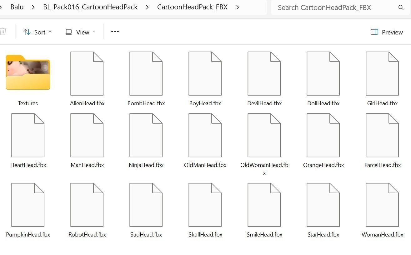 Pack016 Cartoon Head Pack 3D model_40