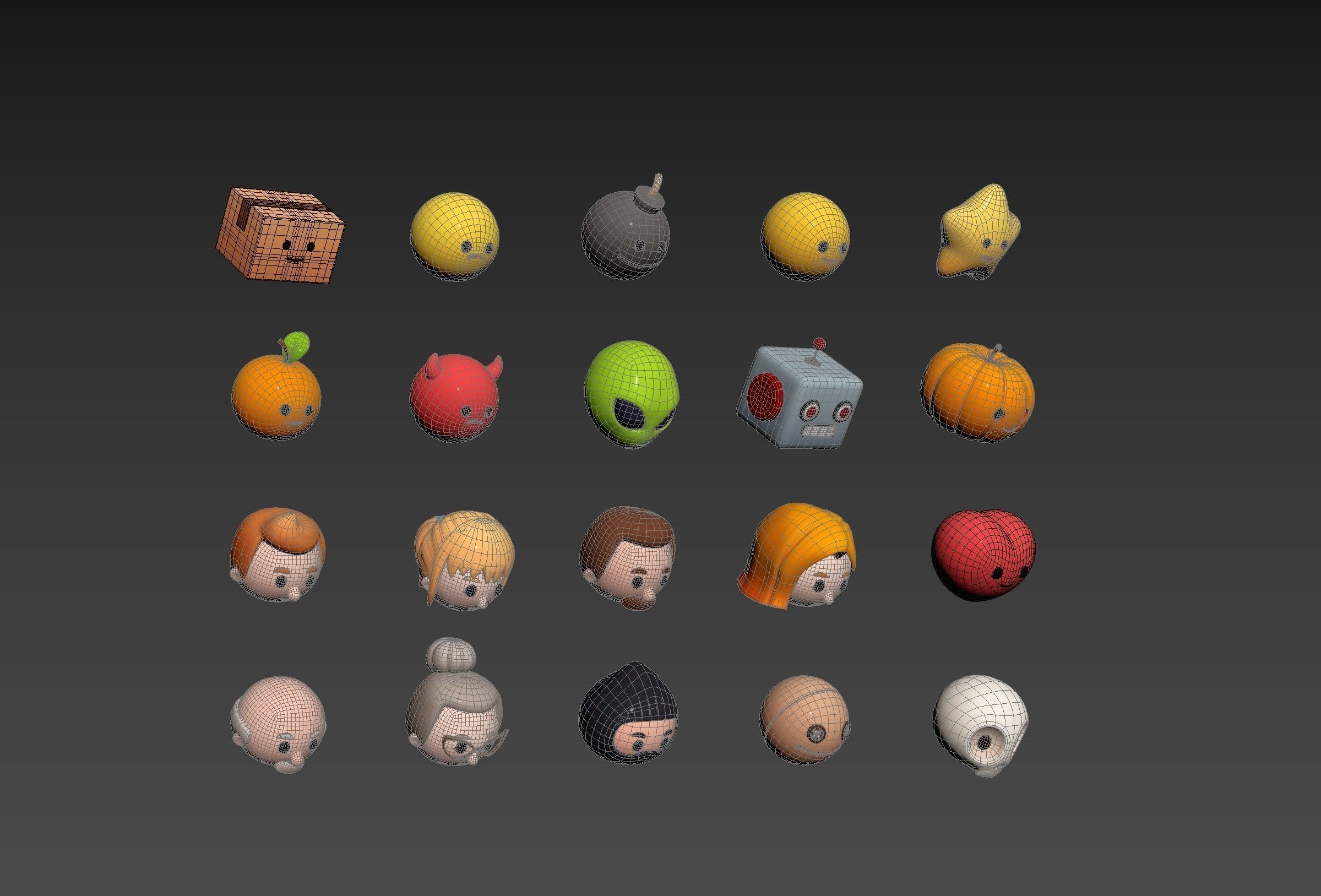 Pack016 Cartoon Head Pack 3D model_16